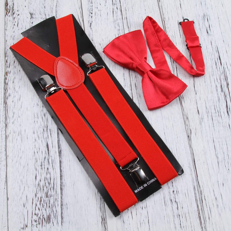 ICObuty Men's Bow Tie and Y Shape Suspender Set Adjustable
