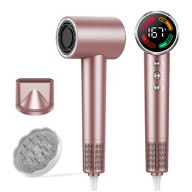 Hair Dryer, High-Speed Blow Dryer with Diffuser, 500M Ionic Negative Blow Dryer for Fast Drying, Low Noise & Smart Temperature Control & LED, for All Hair Types,for Home & Travel, Gifts