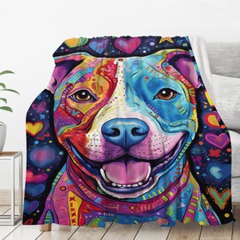 ALIFAFA Pit-Bull Blanket, Pit-Bull Gifts for Women/Men/Pit-Bull Lovers, Pit-Bull Lovers Gifts, Pit-Bull Owner Gifts, Pit-Bull Themed Gifts, Colorful Pit-Bull Dog Throw Blanket,60"x50"