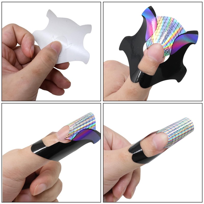 yueton 200PCS Square Nail Forms Creative Mermaid Pattern Nail Forms