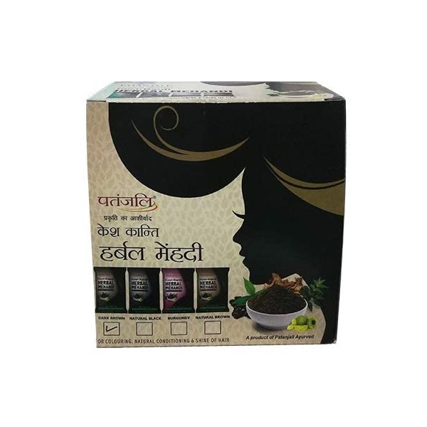 Patanjali Kesh Kanti Herbal Mehandi (Dark Brown) 20 Packs x 20gm (400 gm)