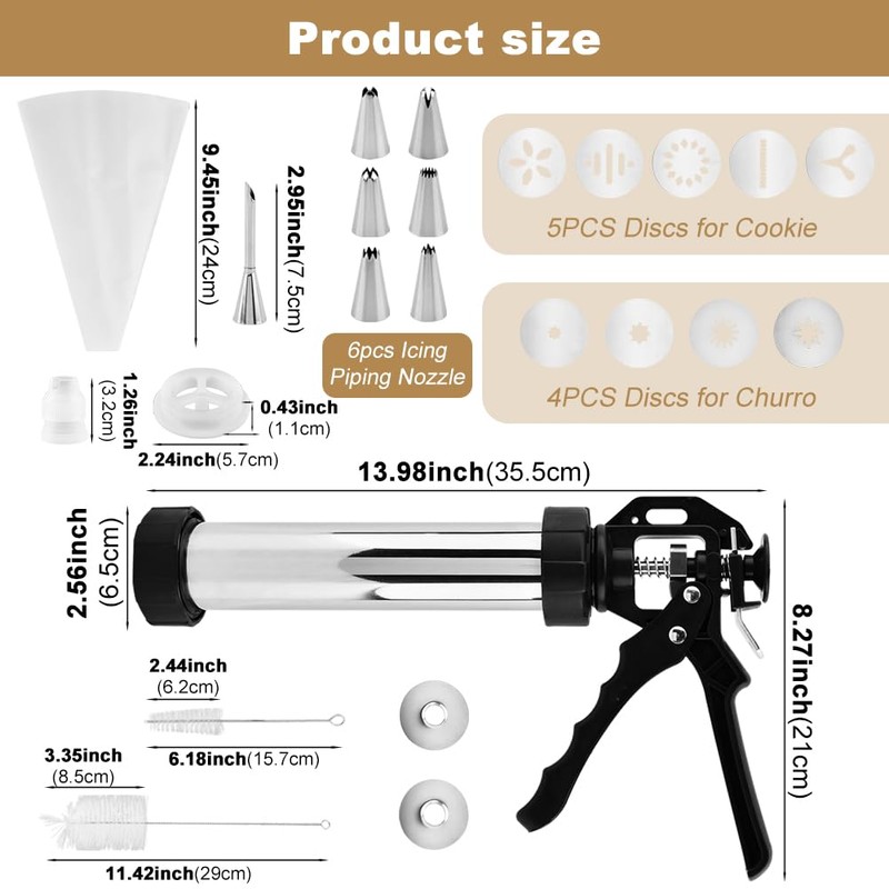 3-in-1 Stainless Steel Churros Maker Machine – Multifunctional Cookie Press