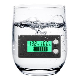 DROK Waterproof Battery Monitor 8-100V, Volt Meter Battery Capacity Tester LCD Display with Green Backlight, Fit for Car Golf Cart RV Marine