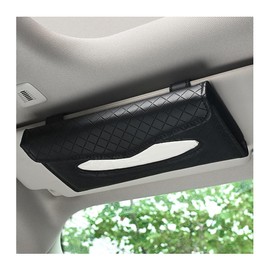 JNNJ Car Tissue Holder, PU Leather Car Sun Visor Tissue Holder, Car Tissue Holder, Tissue Box, Mask Holder, Car Tissue Face Mask Box, Napkin Box Holder for Sun Visor (Black)