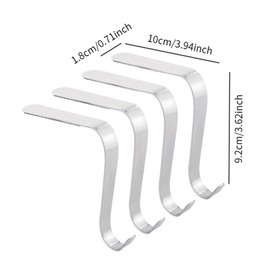 Milageto 4Pcs Stocking Holders Stocking Hangers Xmas Hooks Christmas Party Decoration Christmas Ornament Hooks for Party Ball Decor, Silver