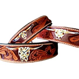 Ranch Hand Store Leather Dogs Collar -Western Leather Dog Collar with Hand-Painted Texas Longhorn Cow Skull - Genuine Leather Dog Collars for Ranch, Border Collies &Working Dogs- Small