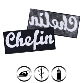 CHEFIN Aufnäher für Frauen lustig Aufbügler/Patch zum annähen/aufbügeln | Ehefrau Bügelbilder Geburtstagsgeschenk für Damen Applikation für alle Stoffe | 90x40mm