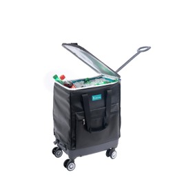 Handy Sandy Travel Wagon Cooler Reusable Grocery Bag On Wheels, Shopping Trolley, Rolling Tote, Zipper Closure, Lightweight, Folds Flat, Patent