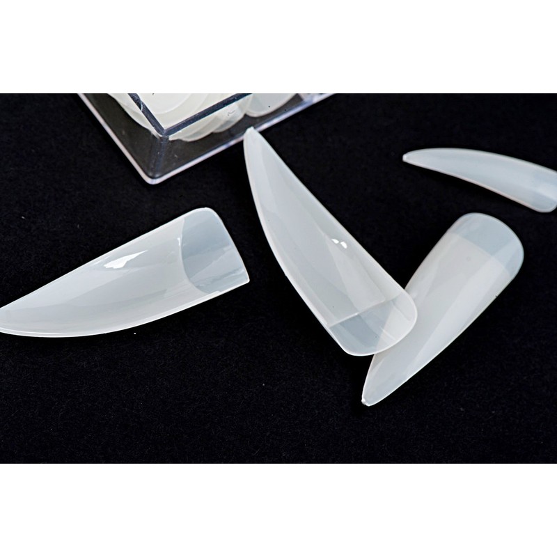 KM Nails 100 Stiletto Tips Natural Assorted Colours in Box