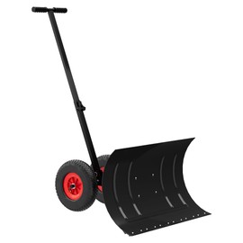 Snow Shovel with Wheels, 30"W X 18"H Heavy Duty Snow Pusher for Driveway, Ergonomic Snow Pusher Shovel with Snow Removal Adjustable Angle & Height Handle, Efficient Snow Removal, Back Saver Snow Plow