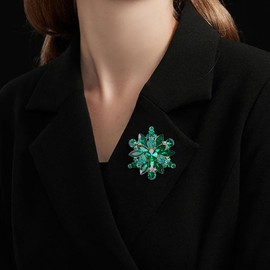 ZORZA 1Pcs Crystal Flower Brooch Vintage Wedding Pin Elegant Flower Brooch Pin Plant Lapel Pins for Women, Zinc, rhinestones