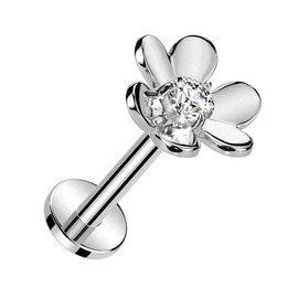 [HSP] Jewel Mini Top Push Labret Studs 16G, Brass, Cubic Zirconia