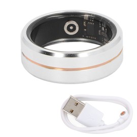 Smart Ring Health Tracker IP68 Waterproof Wearable Pedometer 15 Days Battery Life Sleep Fitness Ring Gold Center Size 10