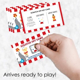 Big Dot of Happiness Carnaval – Step Right Up Circus – Cartas para rascar juego temático de carnaval – 22 unidades