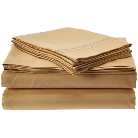 Sweet Home Collection Supreme 1800 Series 4pc Bed Sheet Set Egyptian Quality Deep Pocket - Queen, Camel