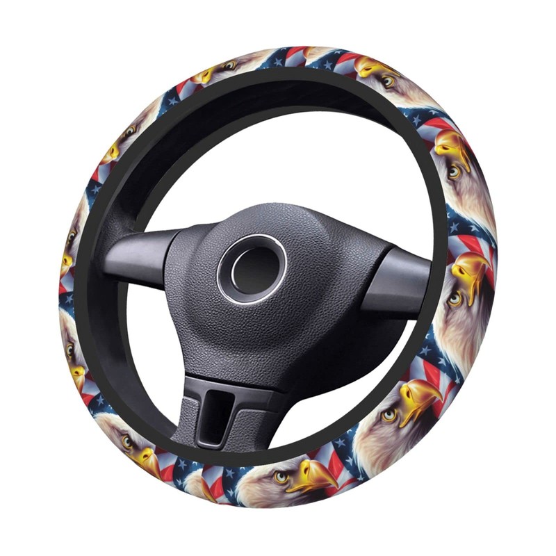 Subily American Flag and Eagle Elastic Steering Wheel Cover, Thickened