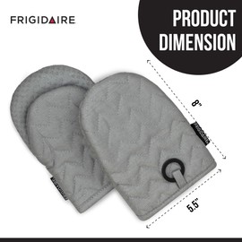 Frigidaire Kelly 2-Pack Cotton and Neoprene Mini Oven Mitts, Heat Resistant, Anti-Slip, Machine Washable, 5.25" x 8", Grey, Set of 2