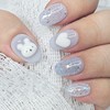 Heart bear handmade nail tips - Coffin / 하트 곰돌이