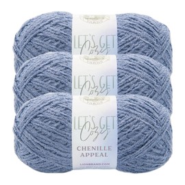 (3 Pack) Lion Brand Yarn Chenille Appeal Yarn, Blue Granite
