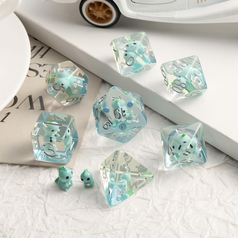 Dinosaur D&D Dice Set 7PCS Polyhedral Dice for Dungeons and