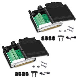 ANMBEST 2PCS Thinner DB37 Solderless RS232 D-SUB Serial to 37-pin Port Terminal Male Adapter Connector Breakout Board with Case Long Bolts Tail Pipe