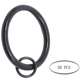 Meriville 28 pcs 1.5-Inch Inner Diameter Metal Curtain Rings with Eyelets, Fits Up to 1 1/4-Inch Rod (Set of 28 Round Eyelet, Oil-Rubbed Bronze)