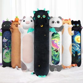 Mewaii Long Cat Plush 5 Sizes, 120% Extra Filling Giant Plushness Kids Body Pillow, Kawaii Cute Big Eyes Cat Stuffed Animals Plushies, Big Long Body Pillow Cat Plush Gift for Girls 44”