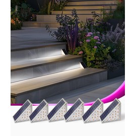HiYed Stair Lights Outdoor,Outdoor Step Lights,Solar Stair Lights Outdoor Waterproof,Solar Outdoor Lights for Stair,Porch,Patio,Deck and Pathway 6pack (white)