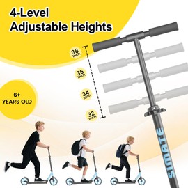 SIMATE Kick Scooter for Kids Teens & Adults, 4 Adjustable Heights, 8IN All Terrain Big Wheels, Foldable and Lightweight, Gifts for Girls Boys