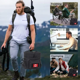 Lunch Bag for Men, Atripack Double Deck Tactical Lunch Box Work with Shoulder Strap MOLLE Webbing Large Lunch Cooler Leakproof Insulated （Black）