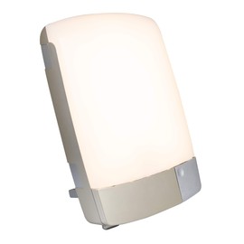Carex Sunlite Bright Light Therapy Lamp, 10000 LUX Therapy Lamp at 10 Inches, LED Bright White Light with Adjustable Height and Brightness Levels for Mood, Portable for Travel or Small Spaces, Silver