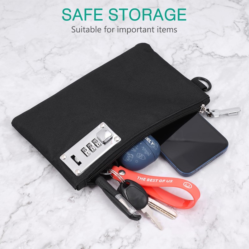 ORIA Purse with Lock, Waterproof Bank Bag with Zip, 21