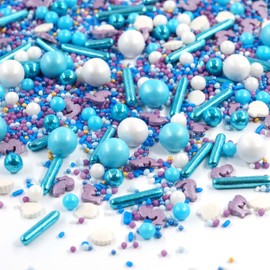 Streusel Glück Ocean Girl Mermaid Mix 90 g White Lilac Blue Colourful Sprinkles Sugar Sprinkles Perfect for Children's Birthday Mermaid Girls Cupcakes Muffins