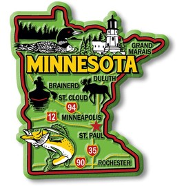 Minnesota Colorful State Magnet by Classic Magnets, 3" x 3.3", Collectible 3D Rubber Vintage-Style Souvenirs and Gifts Made in The USA
