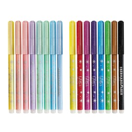 Eberhard Faber 551016 Glitter Felt Tip Pens in 16 Bright Colours, Lead Thickness 3 mm, Washable, in Hard Cardboard, for Drawing, Colouring, Crafts and Writing