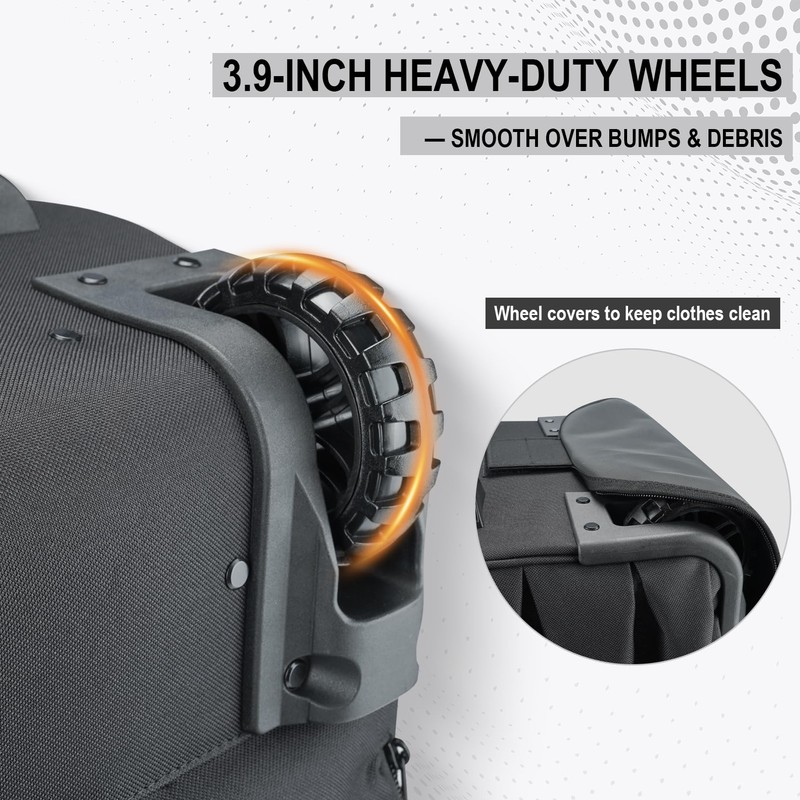 KUNN Tool Backpack with Wheels, Heavy Duty Rolling Tool Bag