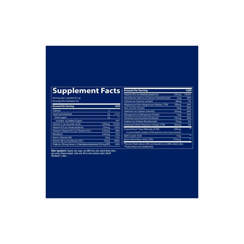 Suplemento Nutricional Trace Minerals Vitamina C Electrolitos 30 Sobres Naranja