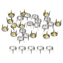 sourcing map 100 Pcs Rhinestone Stud Refills, 9mm/0.35" Rhinestone Claw Beads Nailhead, Rivets Metal Spikes for DIY Leather Craft Making Purse Clothing, Silver Frame + White Stone