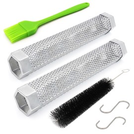 Smoke Tube 12" Smoker Tube for Pellet Grill 2 Pack Cold/Hot Smoking Generator for BBQ Stainless Steel Wood Pellet Tube Smoker Fit Electric Gas Charcoal Grill