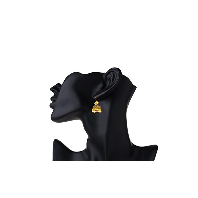 BodhaAntique Gold Plated Traditional indian Jhumka Earrings with Pearls (SJ_1090)