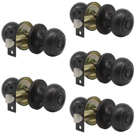Probrico Oil Rubbed Bronze Door Knobs Privacy Bed or Bath Door Handles Keyless Handle Lockset 5 Pack