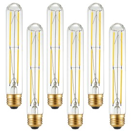 LiteHistory T10 LED bulb 6W Equal E26 LED Bulb 60 Watt dimmable Neutral White 4000K E26 Edison Bulb AC120V 600lm tubular light bulb T9 for Rustic Pendant,Island,Chandeliers,Wall sconces Pack of 6