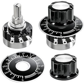 Taiss 2pcs RV24YN20S 10K Potentiometer Single Turn Carbon Film Rotary Taper Potentiometer Used for Inverter speed regulation Motor speed control + 2pcs A03 knob + 2pcs dials (B103 10K ohm)