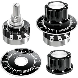 Taiss 2pcs RV24YN20S 10K Potentiometer Single Turn Carbon Film Rotary Taper Potentiometer Used for Inverter speed regulation Motor speed control + 2pcs A03 knob + 2pcs dials (B103 10K ohm)