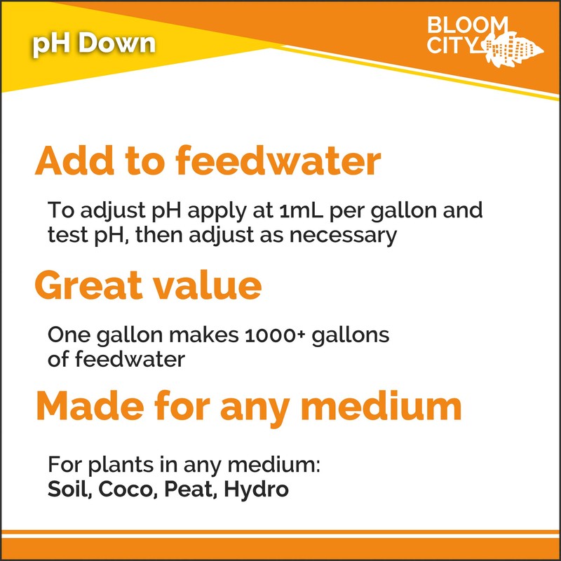 Bloom City Professional pH Down Liquid Fertilizer, Gallon (128 oz)