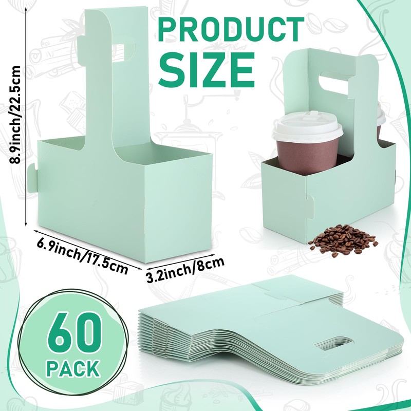 Kosiz 60 Pcs 2 Cups Drink Carrier with Handle 6.9