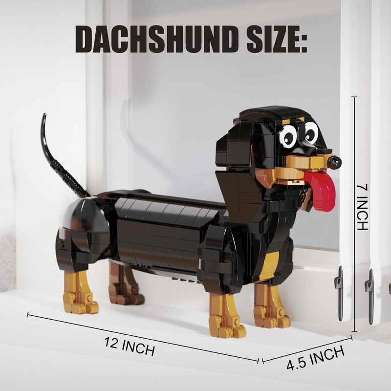 lovlaugh Dachshund Dog Building Blocks Set 889PCS – Movable Ears,