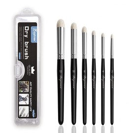 Professional Dry Brush Set for Miniature Painting - 6 Sizes Goat Hair Art Brushes for Acrylic, Oil & Watercolor - Perfect for Tabletop, Wargames, Citadel & Model Detailing