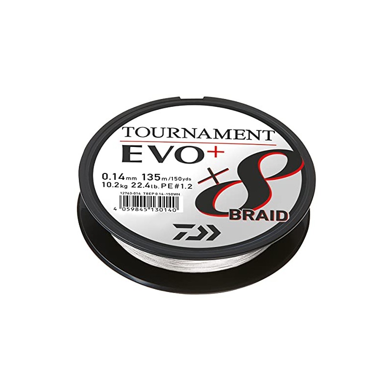 Daiwa Tournament x8 Braid EVO+ 0.16 mm, 12.2 kg/26.8 lbs,