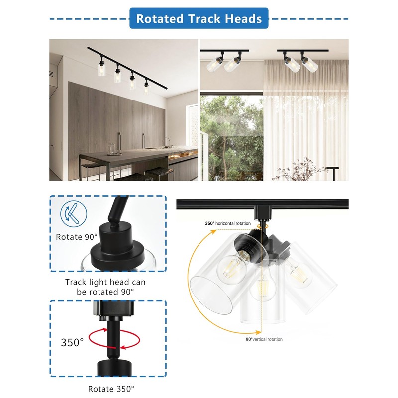 4 Pack H Track Lighting Heads E26 Track Light Heads